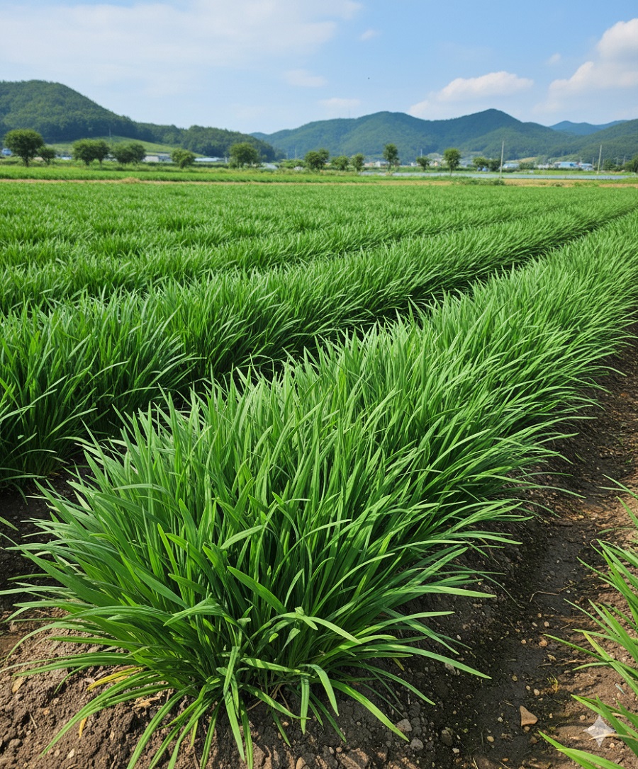 밭에 심겨져 있는 삼채나물