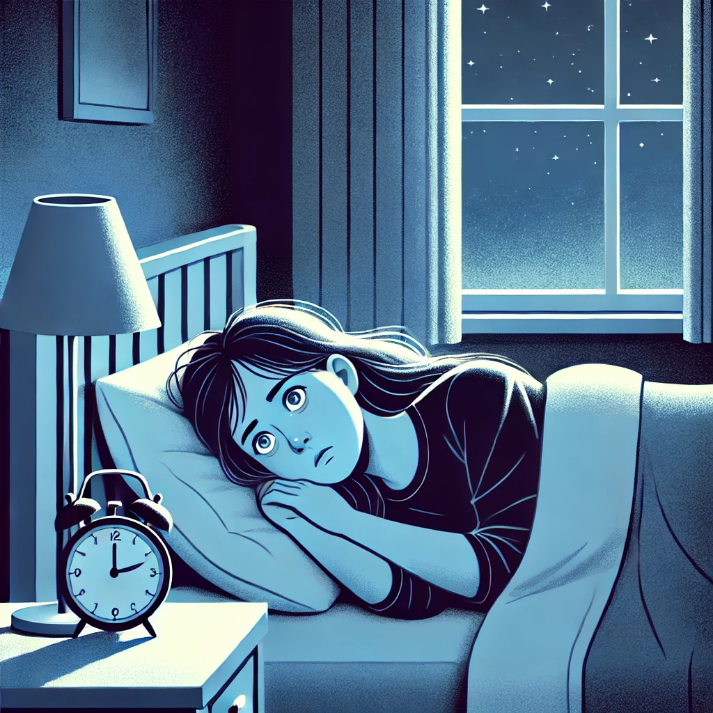 불면증으로 잠 못 이루는 여성