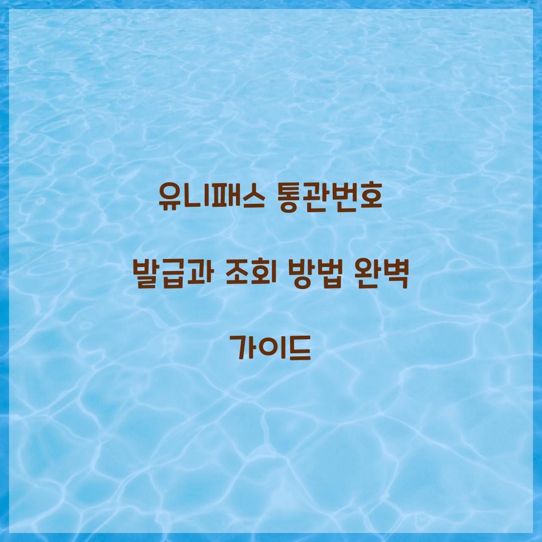 유니패스 통관번호