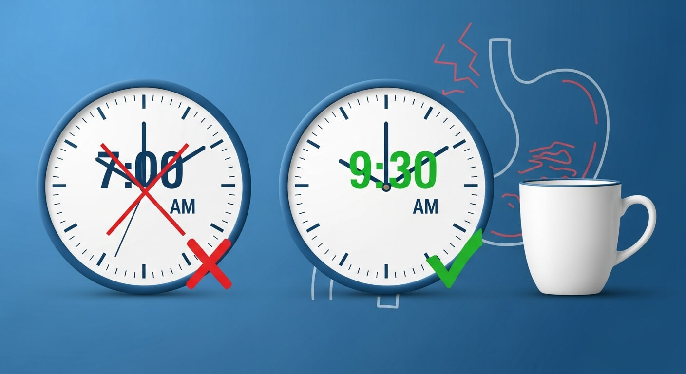 커피잔과 위그림이 있고 7:00 는 x , 9:30는 check 가 되어있다