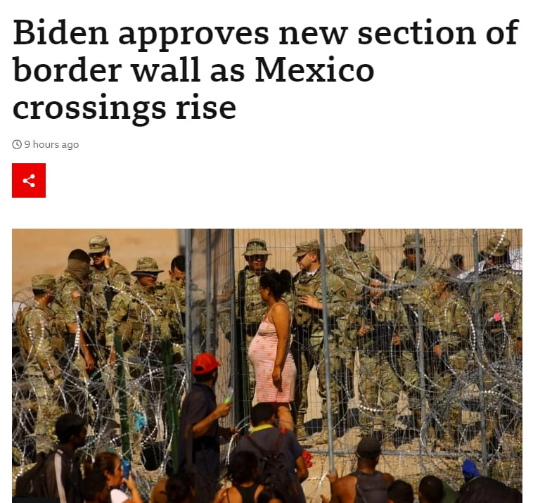 두손 든 바이든, 이제사 국경 불법 이민 막는다...트럼프가 옳았다 VIDEO: Biden approves new section of border wall as Mexico crossings rise