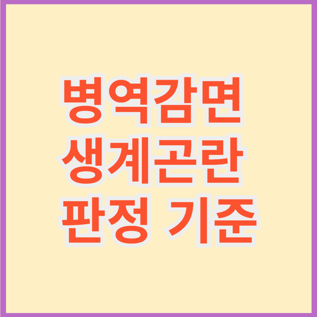 병역감면 생계곤란 판정 기준