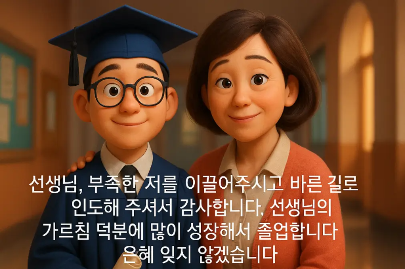 선생님 졸업 감사 인사말 선생님과 학생