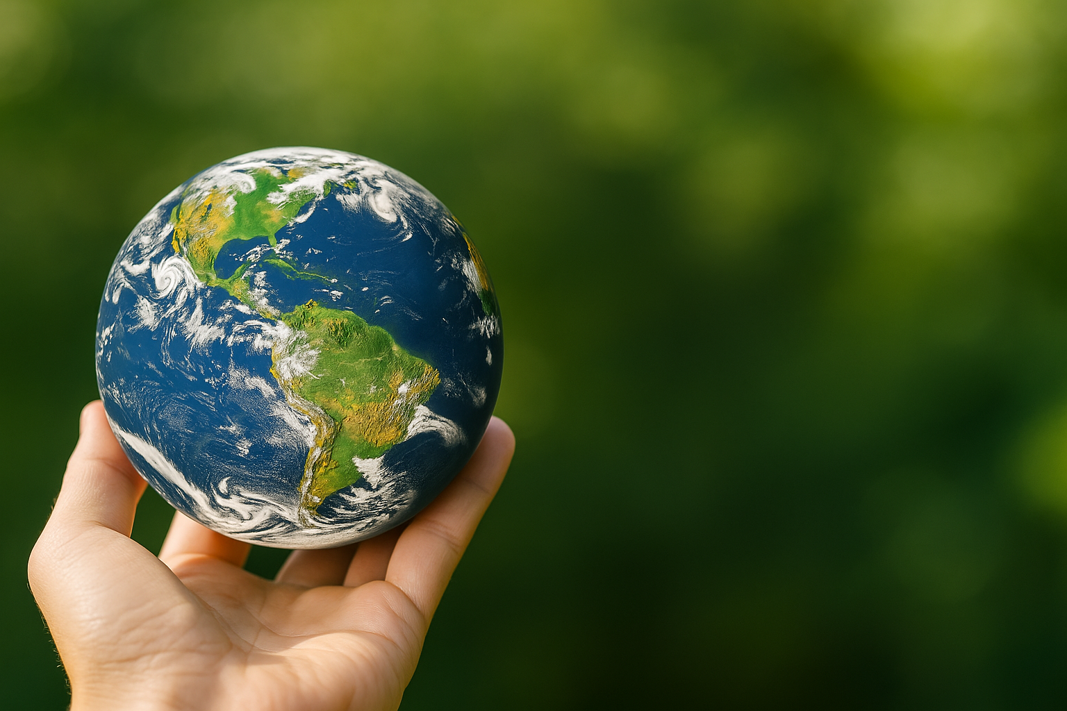 쾌적한 기후, 지구, 자연과 함께하는 사람을 표현한 그림