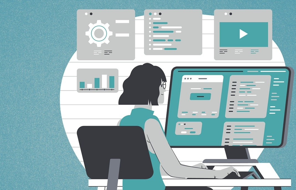 코딩을 배우는 일러스트