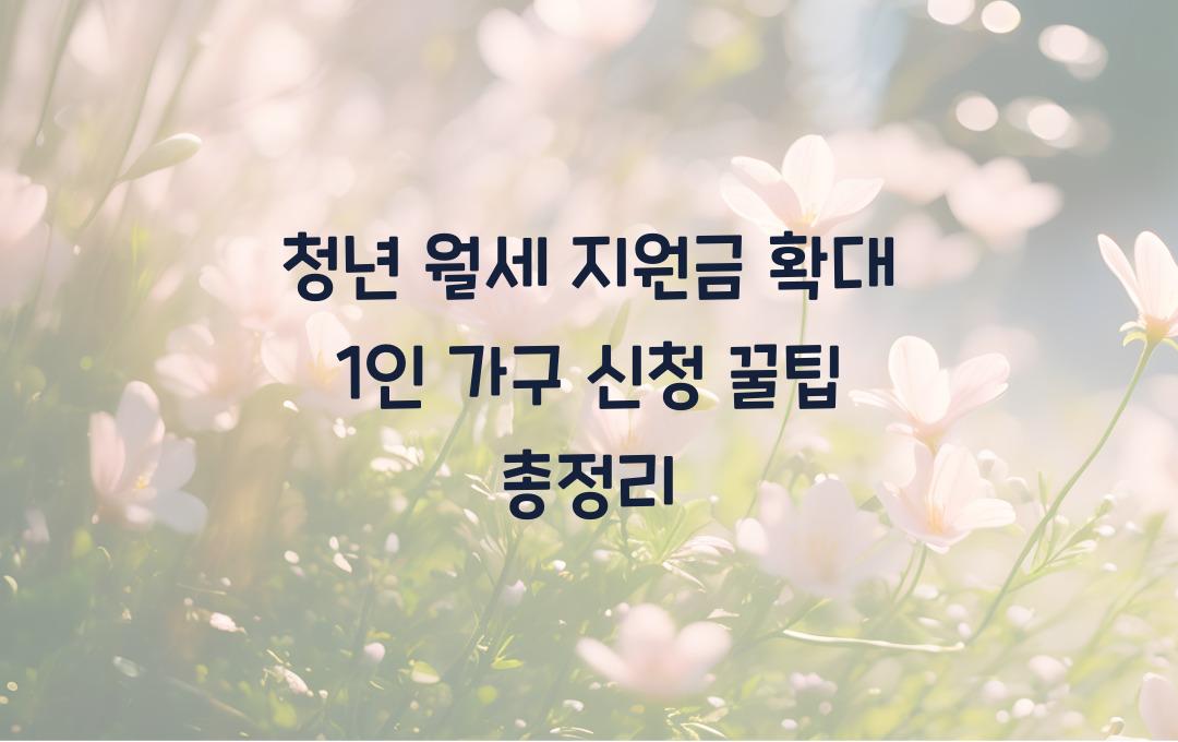 청년 월세 지원금 확대! 1인 가구도 받을 수 있는 월세 지원 신청 방법