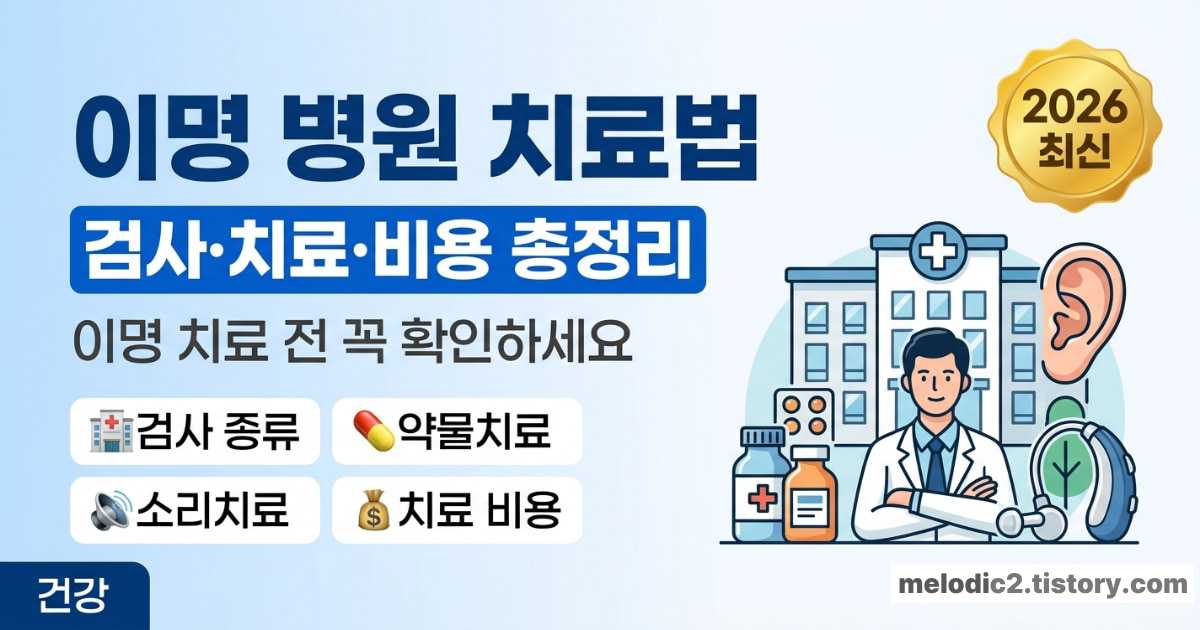 이명 병원 치료법 검사 종류 치료 방법 비용 2026 총정리 안내