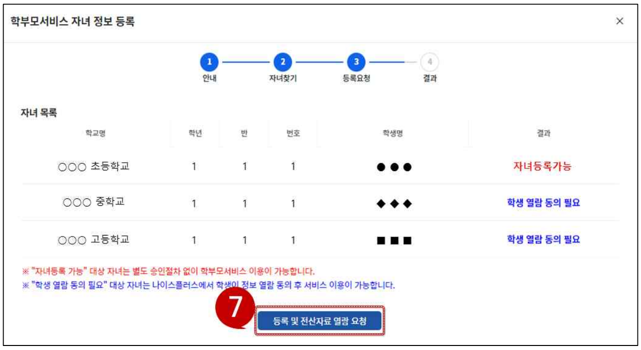 나이스학부모서비스자녀등록방법