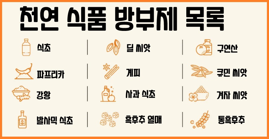 천연 방부제 종류 천연 식품 방부제 목록