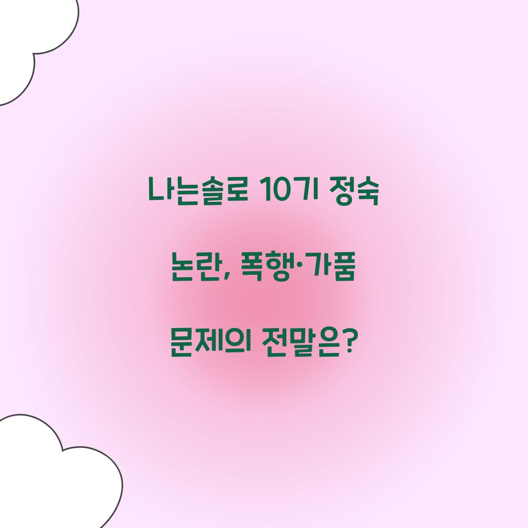나는솔로 10기 정숙 논란