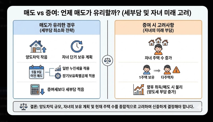 다주택 양도세 중과 폐지 [매도 시점 전략] 2026년 바뀐 세율 및 증여 vs 매도 비교