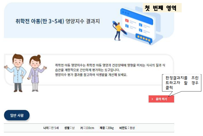 영양지수 프로그램 결과