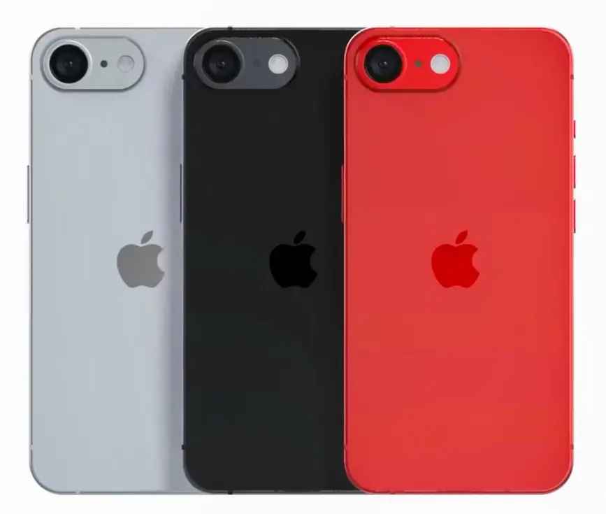 아이폰-SE4의-색상별-후면-모습을-보여주는-사진으로-색상은-빨간색,-검정,-화이트-색상이-보이는-사진