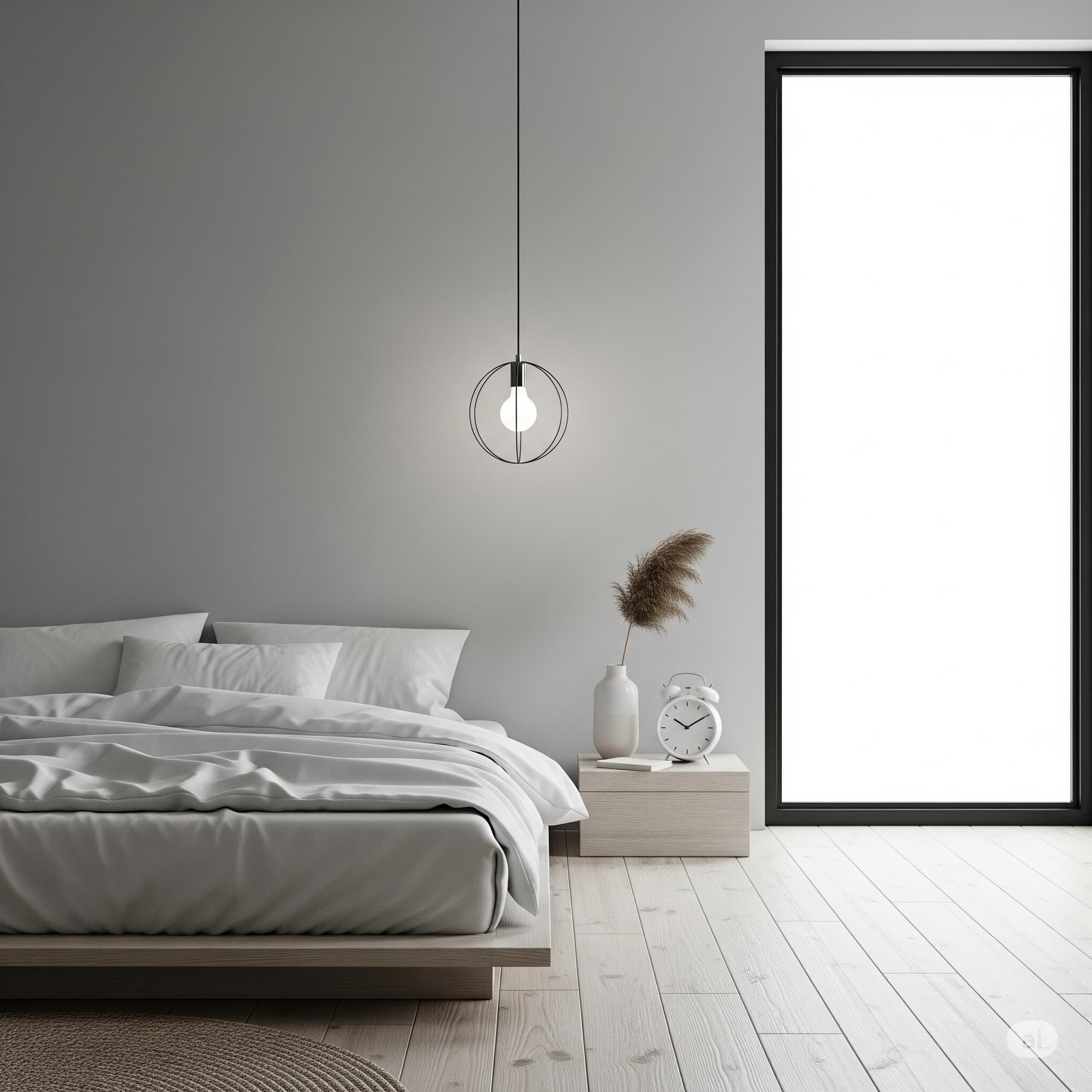 심플한 조명, 한두 가지 소품으로 정돈된 미니멀 인테리어 침실