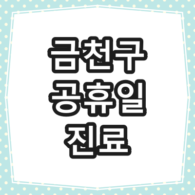 서울 금천구 공휴일 문 여는 병원 "총정리"