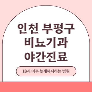 인천 부평구 야간진료 비뇨기과 병원 (18시 이후 늦게까지하는 병원)