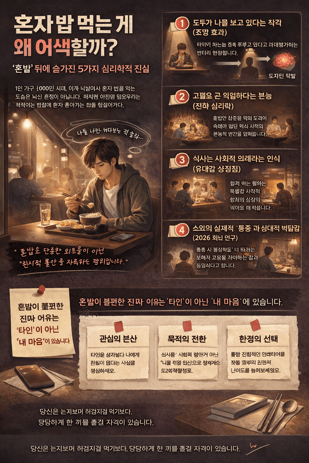 혼밥이 어색한 진짜 이유 심리학이 밝힌 5가지 불편함의 정체