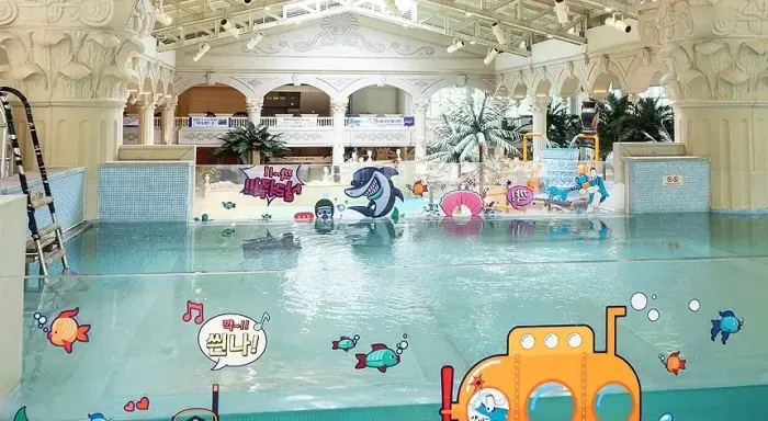 하이원리조트 워터파크 물놀이 중인 사람들 모습