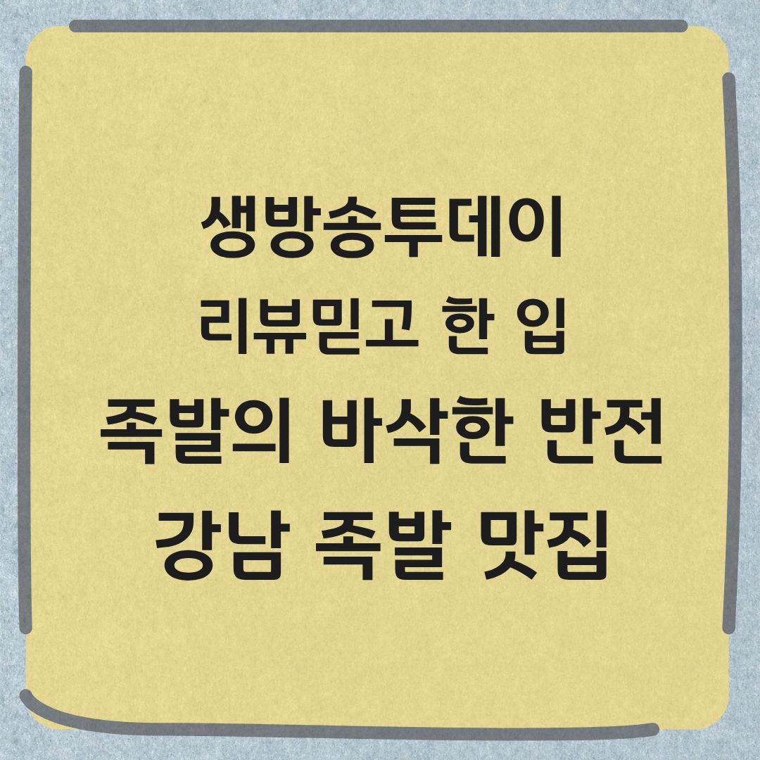 생방송투데이 리뷰 믿고 한 입 강남 바삭한 튀김족발 맛집 정보