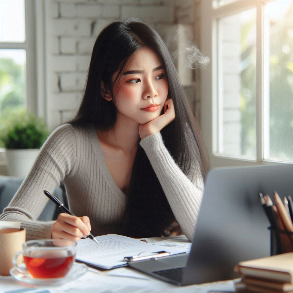 스트레스로 고민하는 여자