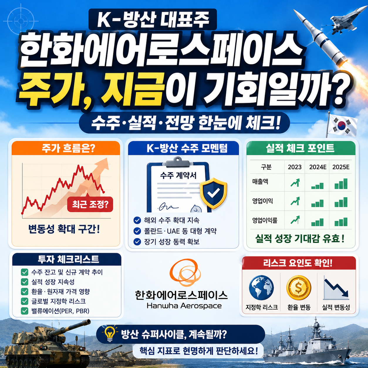 한화에어로스페이스 주가, 방산주 추격 전 볼 5가지