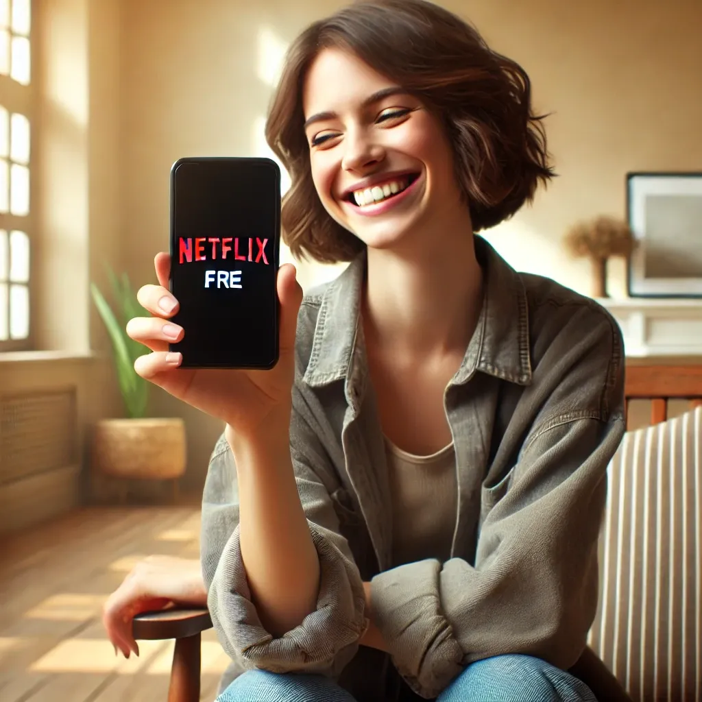 스마트폰-넷플릭스-즐기며-미소-짓는-사람