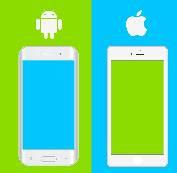두 종류의 휴대폰이 있는 그림
