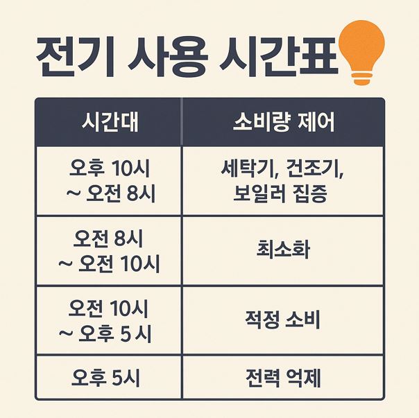 전기 사용 시간표 예시