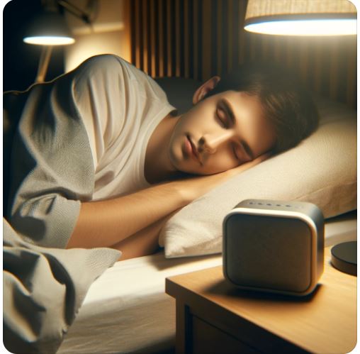 ASMR을 통해 숙면을 취하고 있는 남성