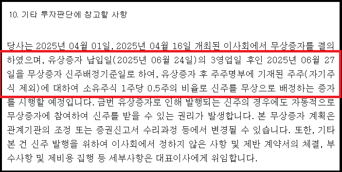 형지글로벌(308100) 무상증자 일정과 권리락일
