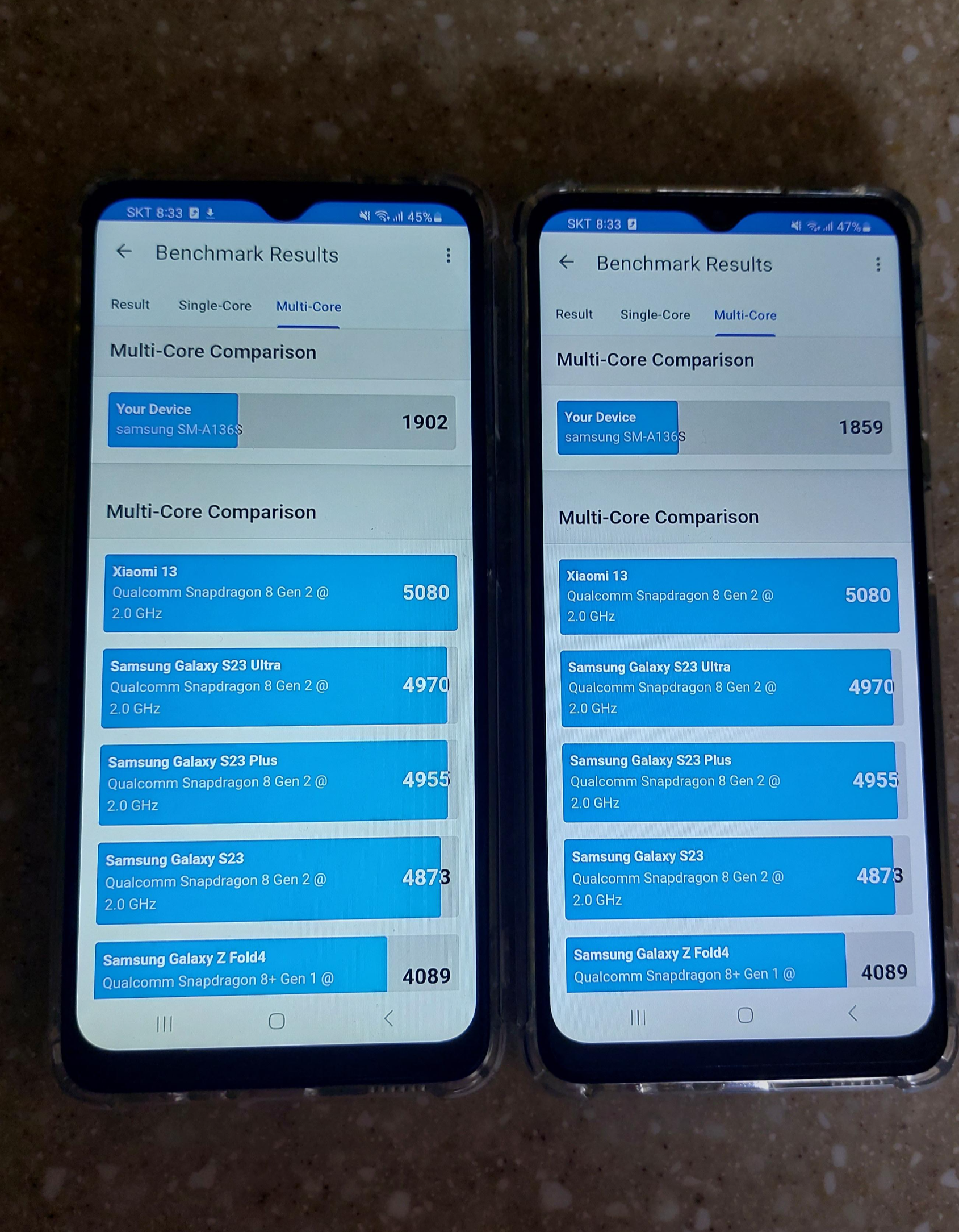 갤럭시 와이드6 긱벤치6 점수2