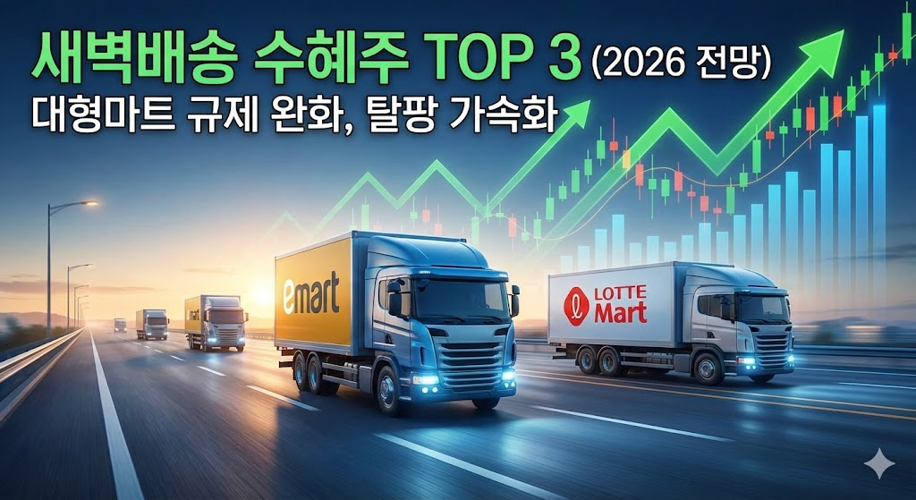 2026년 대형마트 새벽배송 허용 수혜주 주가 상승 분석 및 이마트 주가 전망 그래프