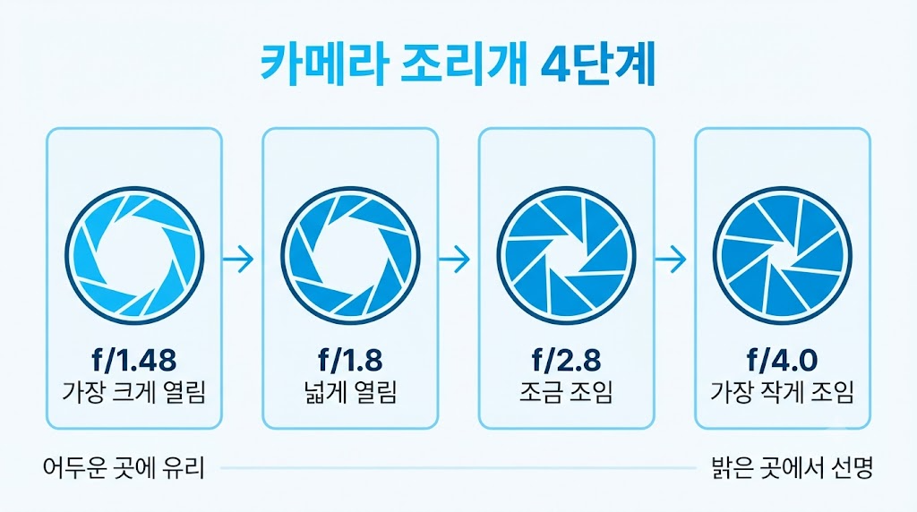 카메라 조리개 4단계 인포그래픽