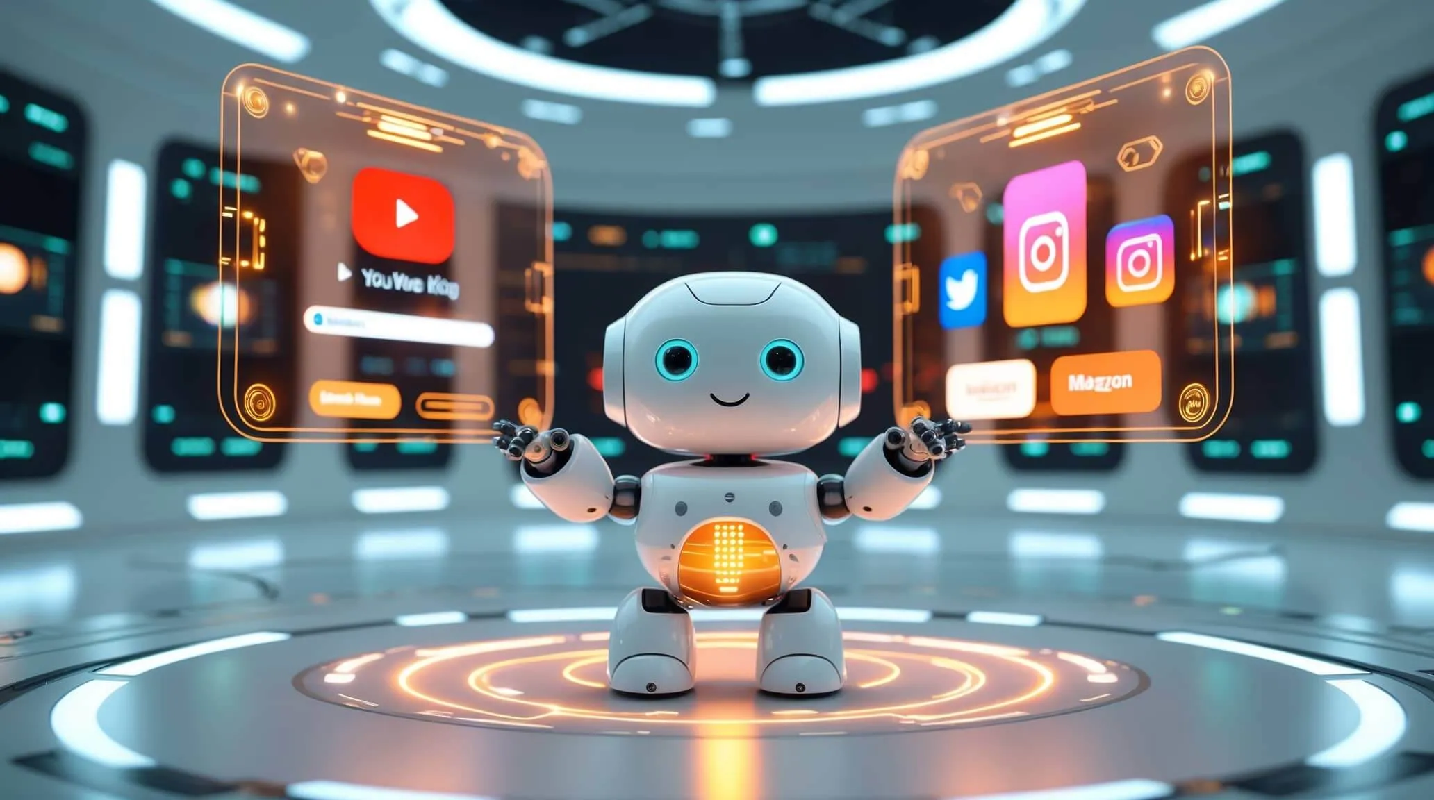 투명 스크린 앞에서 일하는 GPT-5 에이전트의 모습