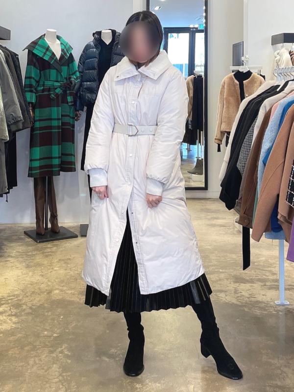 발렌시아 니트넥카라 허리벨트 구스패딩 (22AME21)