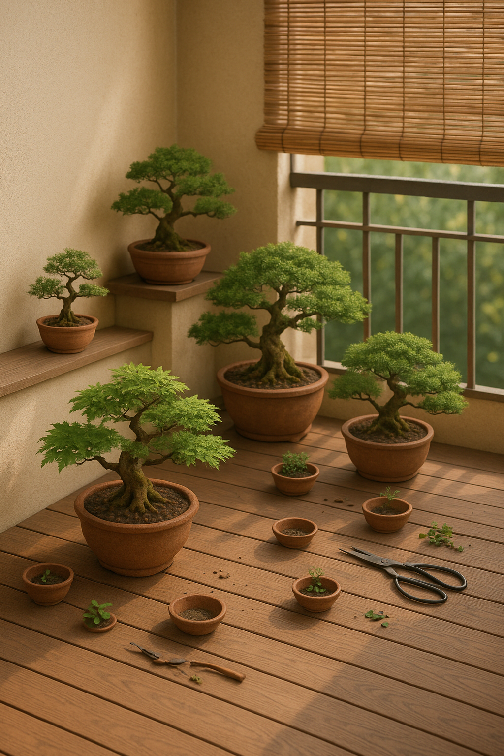 베란다의 분재들