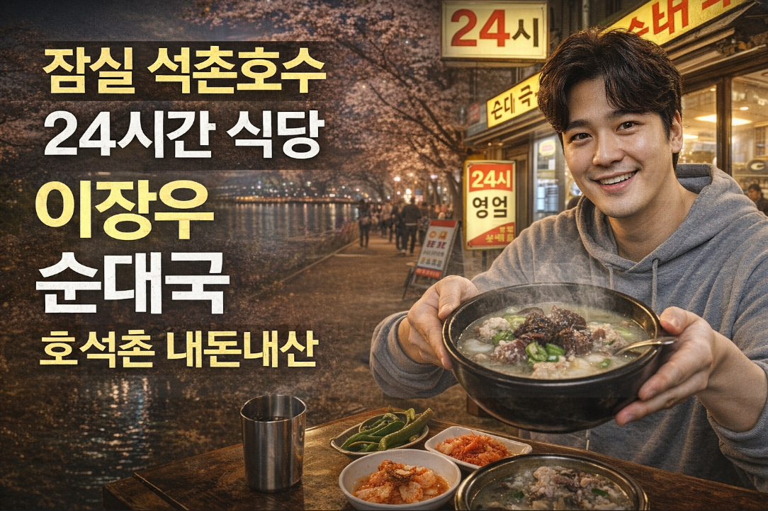 잠실 석촌호수 24시간 이장우 순대국, 새벽에도 문 여는 호석촌 후기