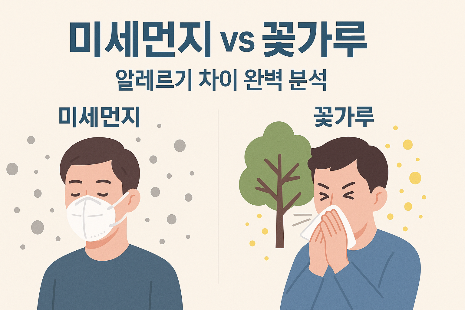 미세먼지 vs 꽃가루 알레르기 증상 및 대처법