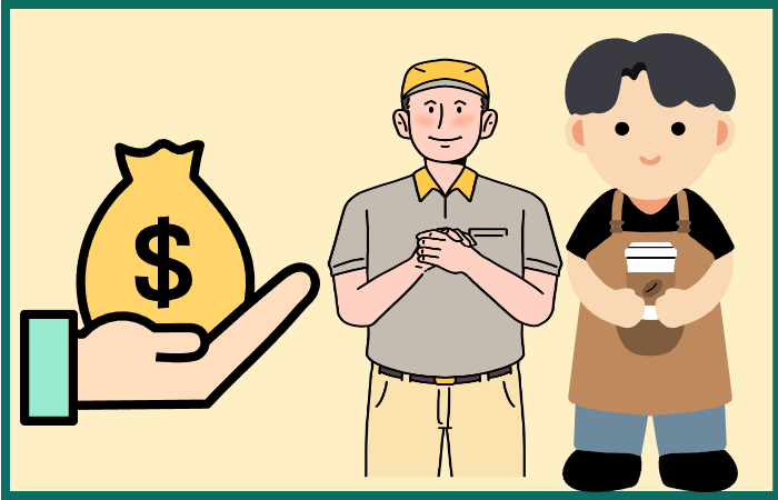 alt="임금체불 근로자와 자영업자에게 자금 지원, 돈을 지원받는 장면"