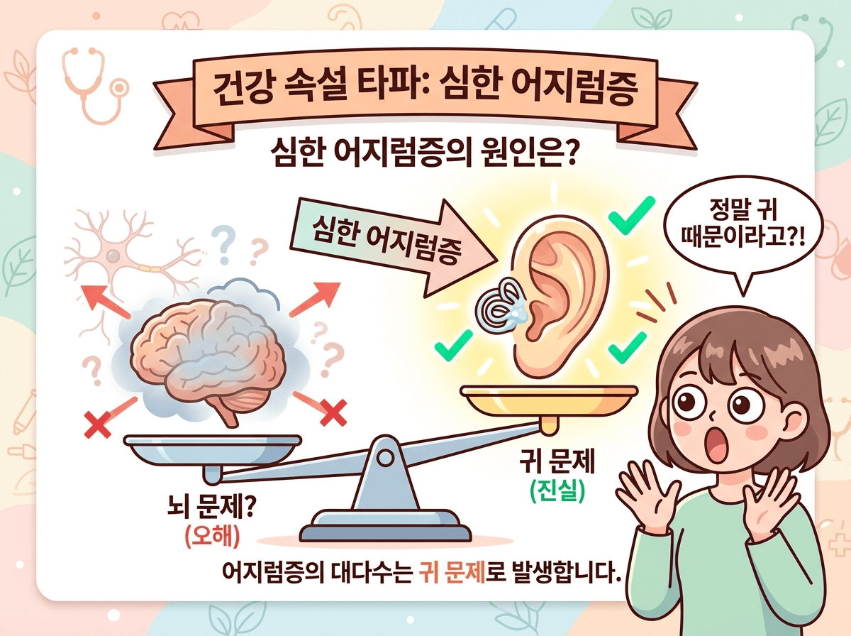 빈혈과 어지럼증의 관계를 팩트체크하는 일러스트