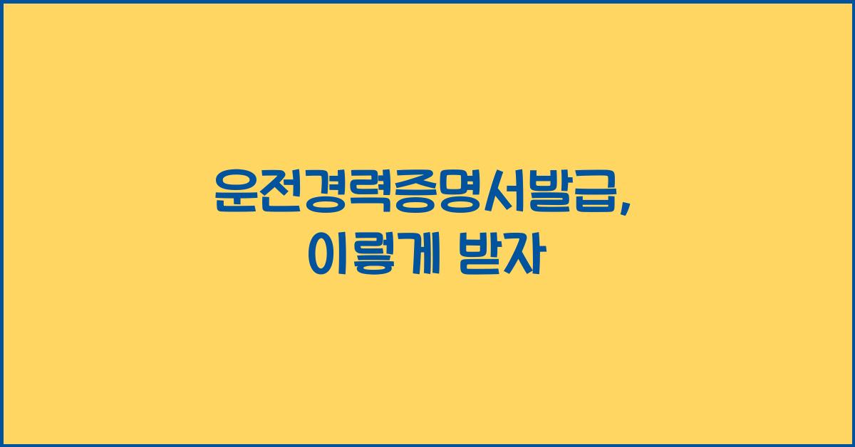 운전경력증명서발급
