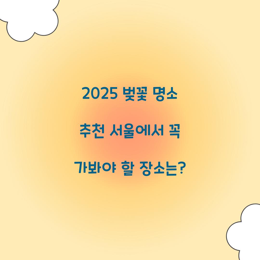 벚꽃 명소 추천