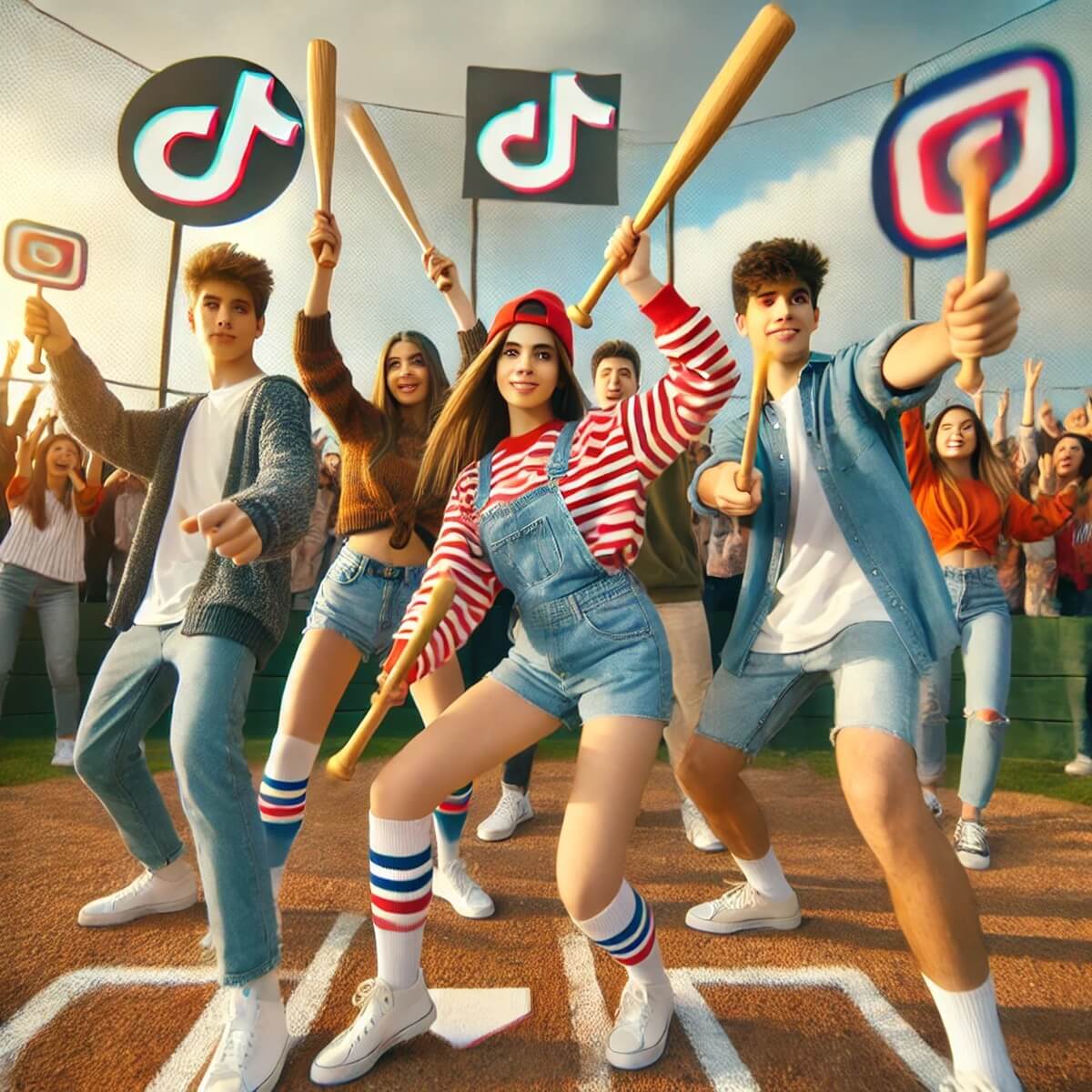 TikTok 영상 속 야구 응원 중인 10대 청소년들