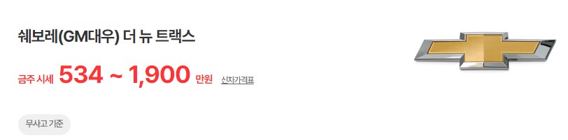 더 뉴 트랙스 중고차 시세 무사고 기준