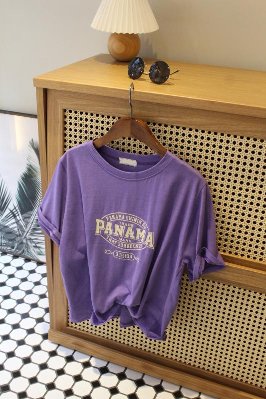 피그먼트 라운드넥 크롭 여자 반팔 티셔츠