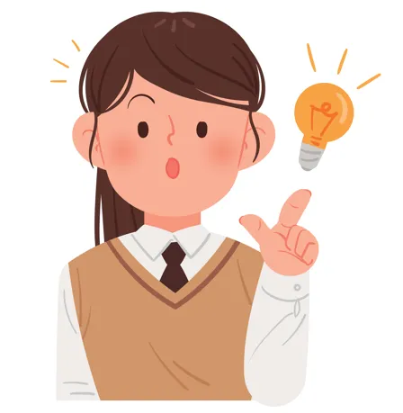 뭔가 좋은 아이디어가 떠오른 학생