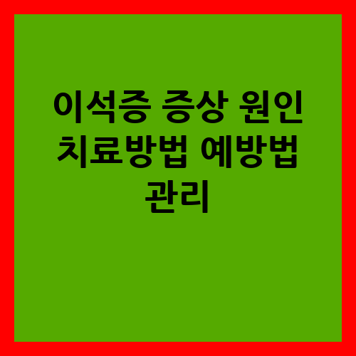 이석증 증상 원인 치료방법 예방법 관리