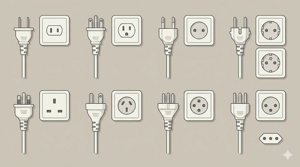 여행지별 플러그 타입 비교 인포그래픽 (A/B/C/F/G/I/J/L)