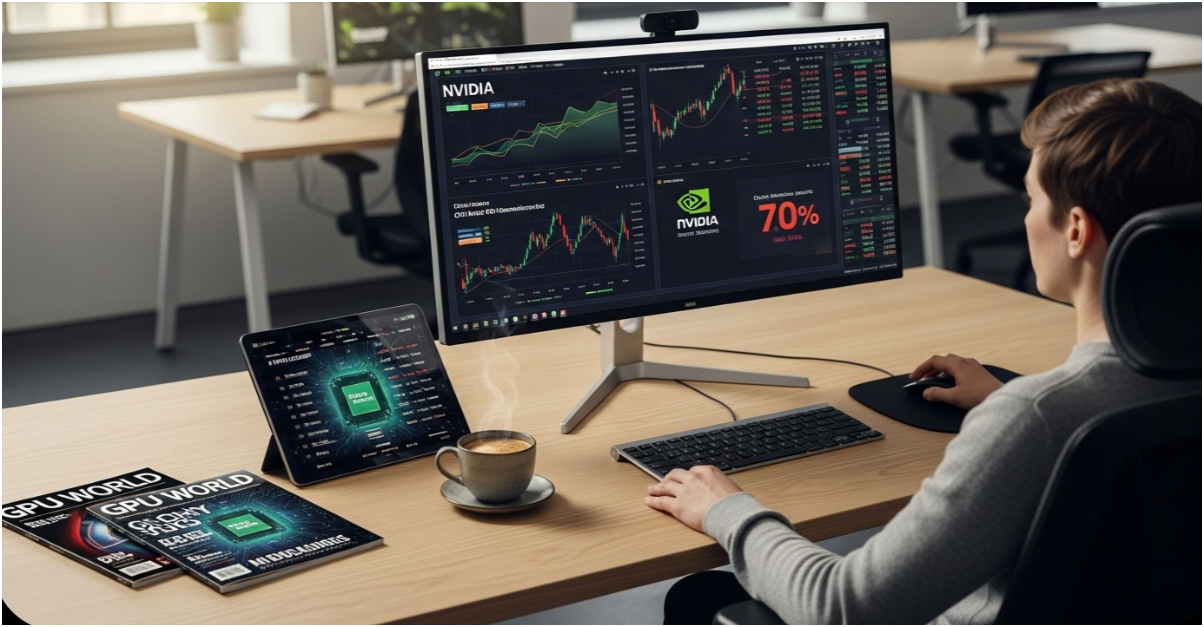 엔비디아 주식화면을 보고 있는 이미지