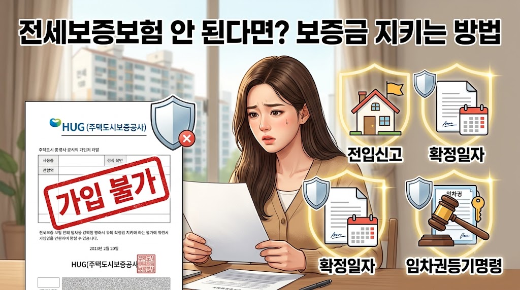 전세보증보험 가입 조건 미달 시 대안 - HUG 거절 후 임차권등기명령과 전세금 보호 방법 안내